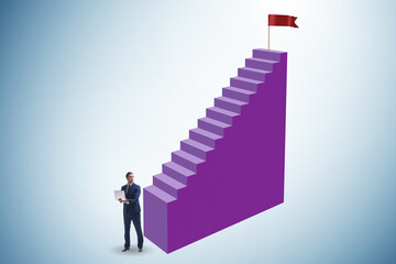 Career ladder concept with the businessman
