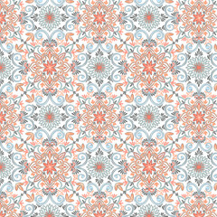 Pastel Blue and Peach Geometric Tile Pattern