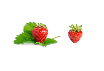 Strawberries on a white background.