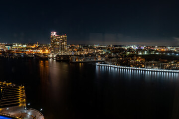 Fototapeta na wymiar Baltimore, MD, USA 2022.01.14 - Baltimore, MD Inner Harbor at Night