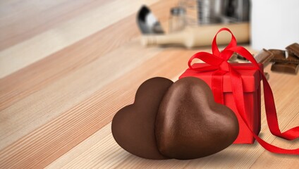 Chocolate tasty hearts candy concept