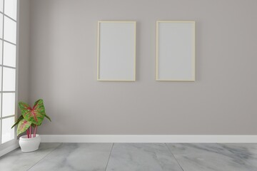 Photo frame design interior 3d rendering
