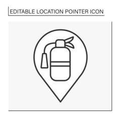  Pointer line icon.Fire extinguisher symbol navigation. Public place navigation. Location pointer concept. Isolated vector illustration. Editable stroke