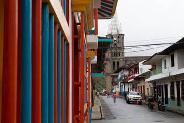Fototapeta na wymiar Small town in Colombia with colorful houses