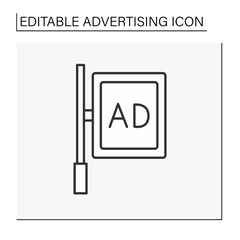 Street banner line icon. Advertisement standing board. Business concept. Isolated vector illustration. Editable stroke