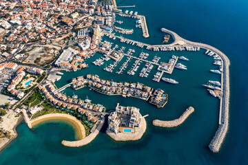 Aerial view of Limassol marina in Cyprus.