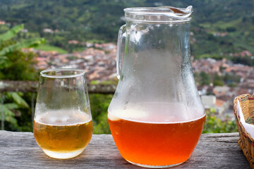Typical Colombian drink, with fruit and red
