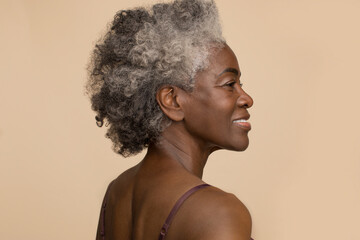 Profile of smiling mature woman
