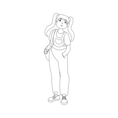 Isolated happy beautiful young woman Vector illustration