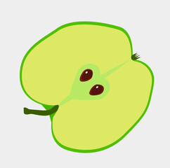 Delicious green apple waving. Illustration