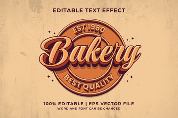Editable text effect - Bakery Logo 3d Traditional Cartoon template style premium vector