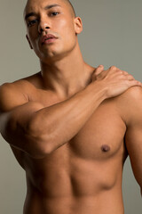 Portrait of shirtless muscular man