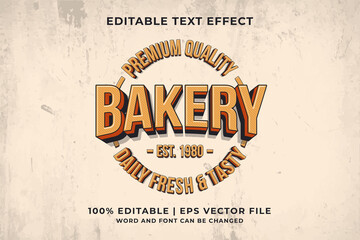 Editable text effect - Bakery Vintage Logo template style premium vector