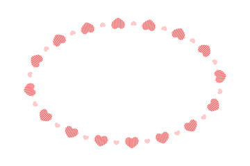 Oval frame with hearts. Simple template for Valentine day card, wedding invitation, photo, picture, banner. Vector flat illustration isolated on white background.