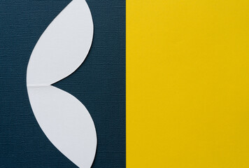 paper shape on blue and yellow with blank space
