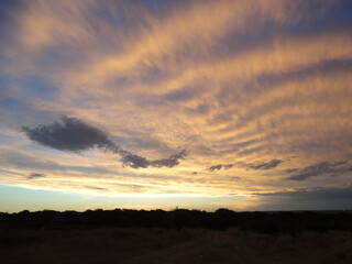 Hermoso atardecer en el campo Argentino. La Pampa Argentina