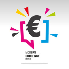 Euro modern colorful currency sign icon sticker