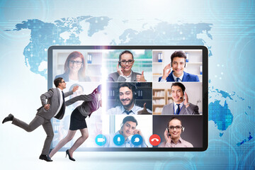 Videoconferencing concept with people in online call