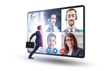 Videoconferencing concept with people in online call
