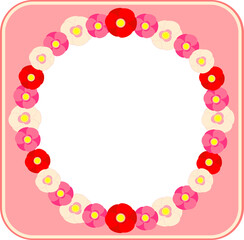 椿の花のデコレーションとコピースペースのイラスト