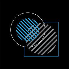 modern geometric logo icon on black background circles and square 
