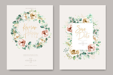 elegant peonies and roses invitation card set