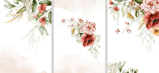 Watercolor floral illustration bouquet set collection green blush blue yellow pink frame, border, bouquet, wreath; wedding stationary, greetings, wallpaper, fashion, posters, background. Leaves, rose.