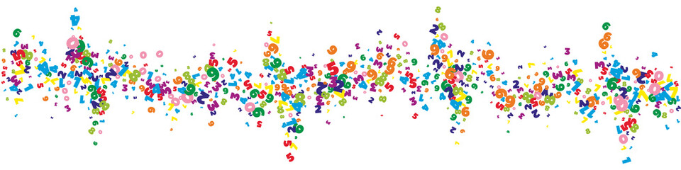 Falling vivid numbers. Math study concept with flying digits. Rare back to school mathematics banner on white background. Falling numbers vector illustration.