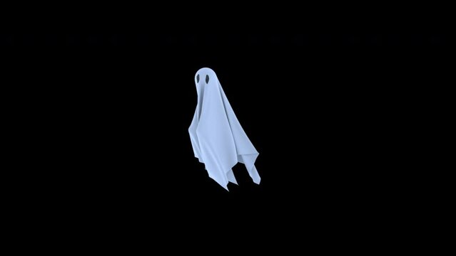 A flying ghost from side to side. Alpha channel.
