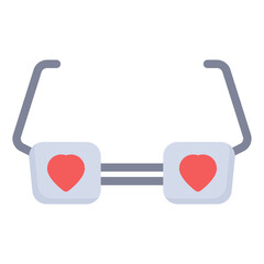 Eyeglasses heart love icon flat style vector