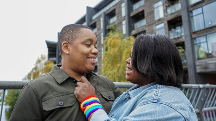 Two women being affectionate