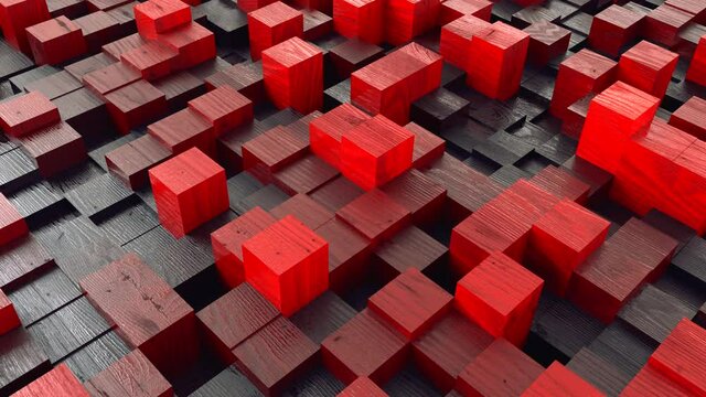 Abstract 3d render background Many abstract isometric cubes, modern computer generated 3D rendering background, Loop sequence. Simple geometric forms.