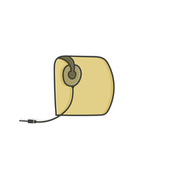 D letter headphone and jack design. Vector hand draw musical font for isolated music app and poster, musical element, vivid audio identity etc.