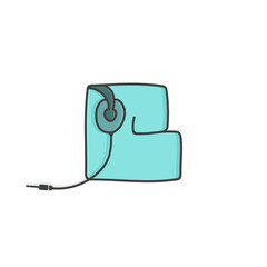 Obraz premium G letter headphone and jack design. Vector hand draw musical font for isolated music app and poster, musical element, vivid audio identity etc.