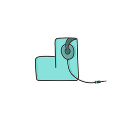 Obraz premium J letter headphone and jack design. Vector hand draw musical font for isolated music app and poster, musical element, vivid audio identity etc.
