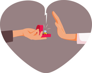 Woman Rejecting Engagement Ring Vector Cartoon Illustration