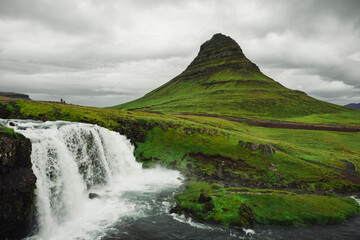 Kirkjufellfoss in Iceland in the Summer