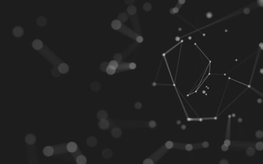 Abstract background. Molecules technology with polygonal shapes, connecting dots and lines. Connection structure. Big data visualization.