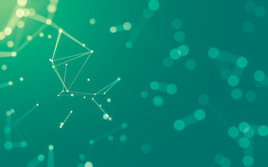 Abstract background. Molecules technology with polygonal shapes, connecting dots and lines. Connection structure. Big data visualization.