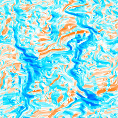 Wavy summer dip dye background. Ombre color blend for beach swimwear, trendy fashion print. Boho dripping wave digital watercolor effect. High resolution artistic seamless pattern material.