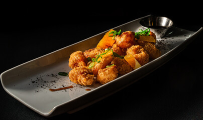 breaded shrimp tempura with soy sauce