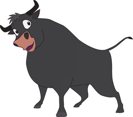 Cartoon of a friendly black bull