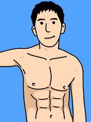 Fototapeta premium cute man cartoon on blue background