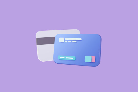 3D credit card money financial security for online shopping, online payment credit card with payment protection concept. 3d render for business finance, online banking and online shopping for security