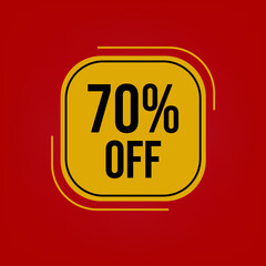 tag offer 70%off discount, yellow and red,black friday, seventy percent off.