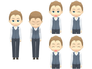 [Greeting] Caucasian Man Vest short hair front