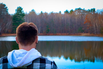 boy on the lake