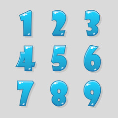 UI design. Number buttons for games and apps. Vector cartoon icons.