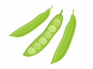 皮のついた、えんどう豆のイラスト