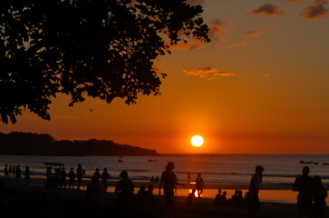 Fototapeta na wymiar A sunset on the Costa Rican coast of Tamarindo.